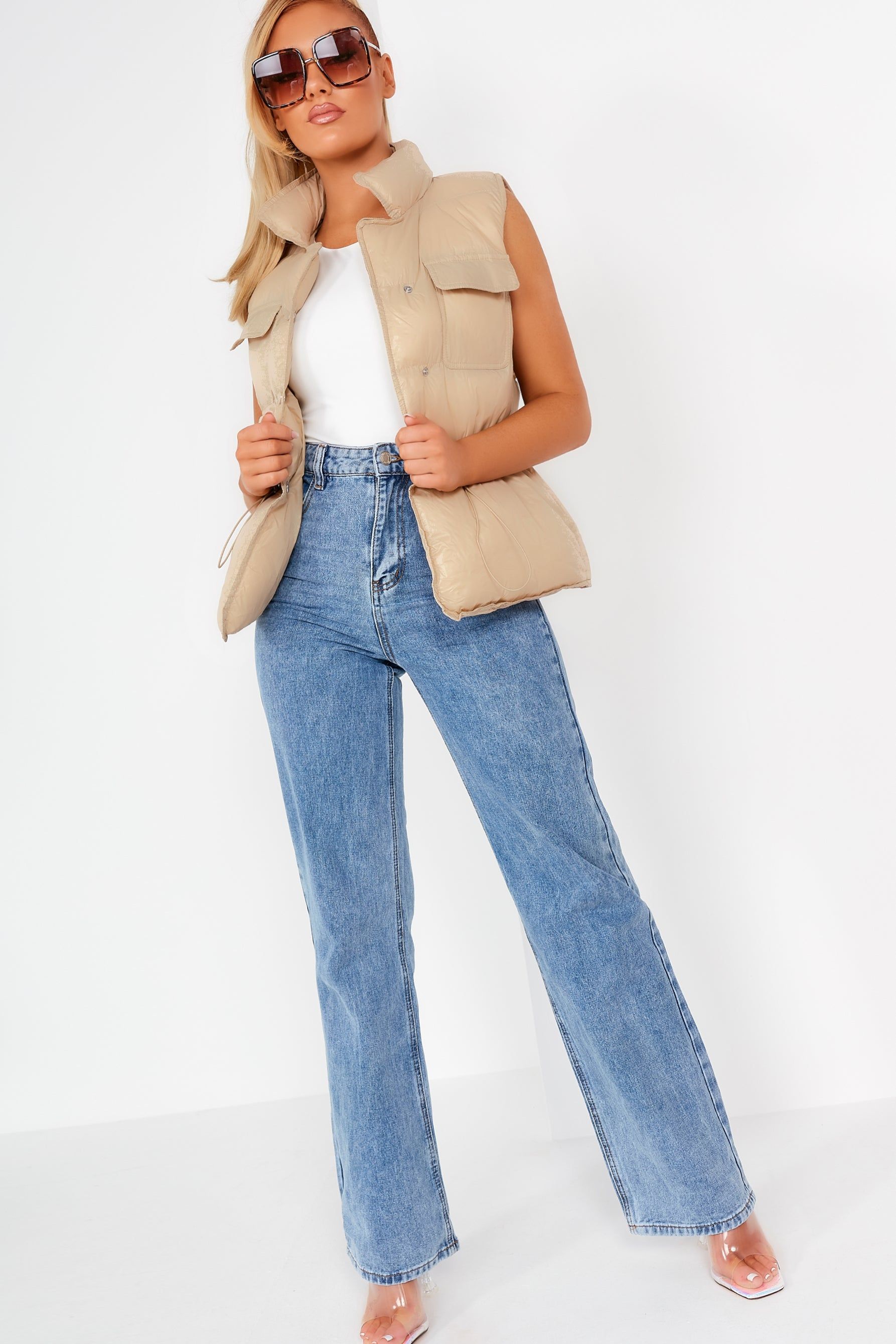 Ariane Stone Puffer Gilet sold by Va Va Voom product image thumbnail 3