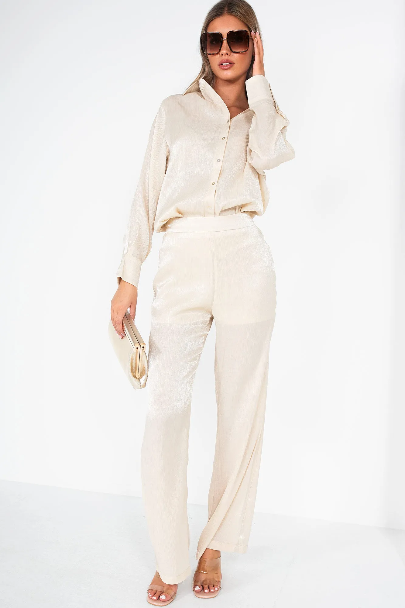 Ellie Cream Shimmer Shirt sold by Va Va Voom product image thumbnail 5