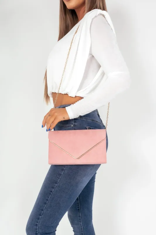 Pamela Blush Gold Trim Clutch sold by Va Va Voom