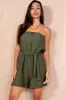 Corinne Khaki Linen Look Belted Playsuit sold by Va Va Voom