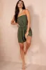 Corinne Khaki Linen Look Belted Playsuit sold by Va Va Voom