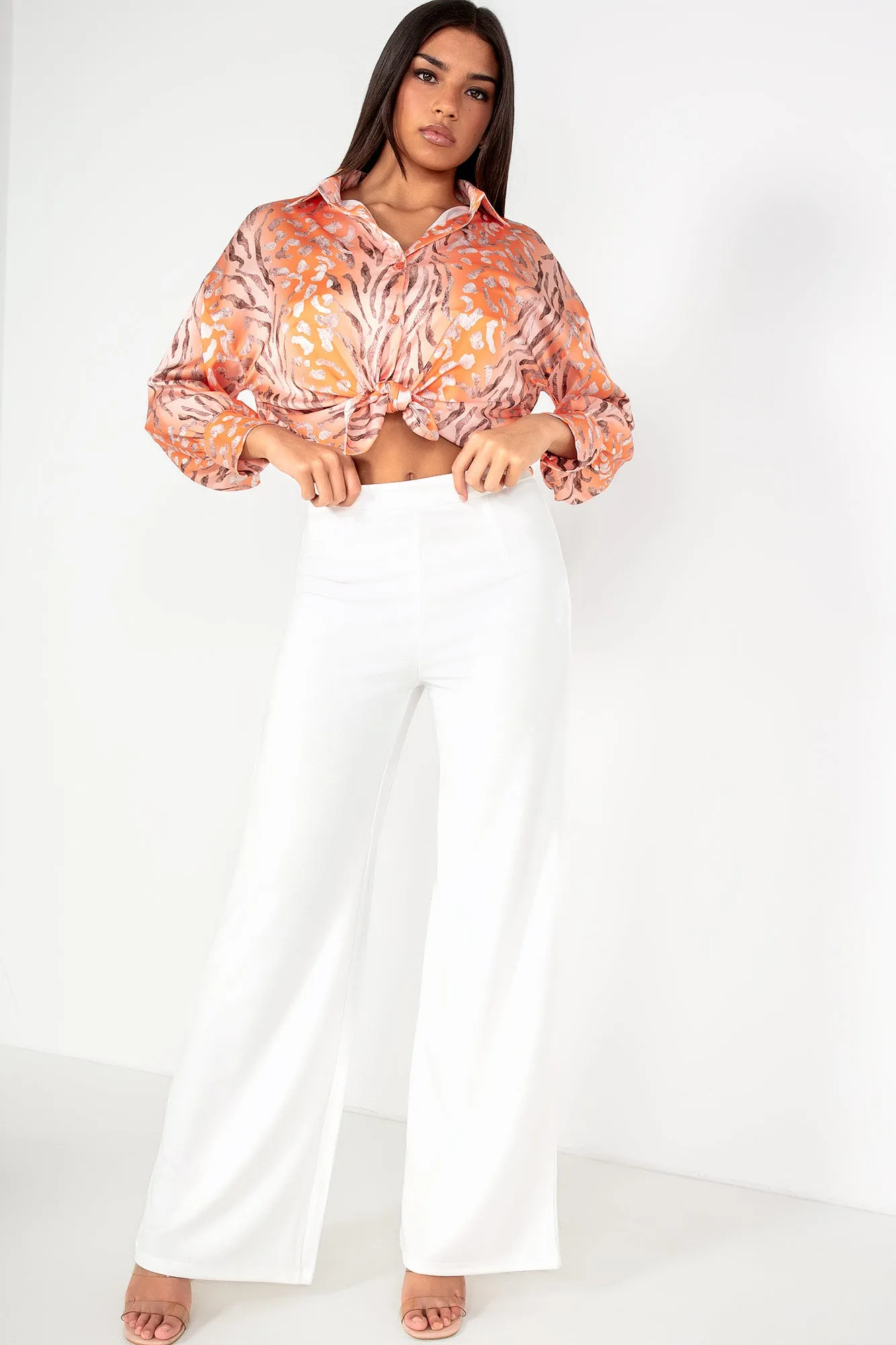 Oonagh White Wide Leg Trousers sold by Va Va Voom product image thumbnail 5