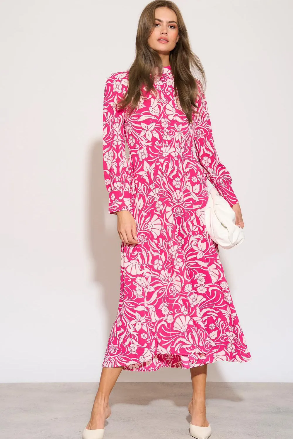 Nichola Pink Floral Midi Dress sold by Va Va Voom product image thumbnail 5