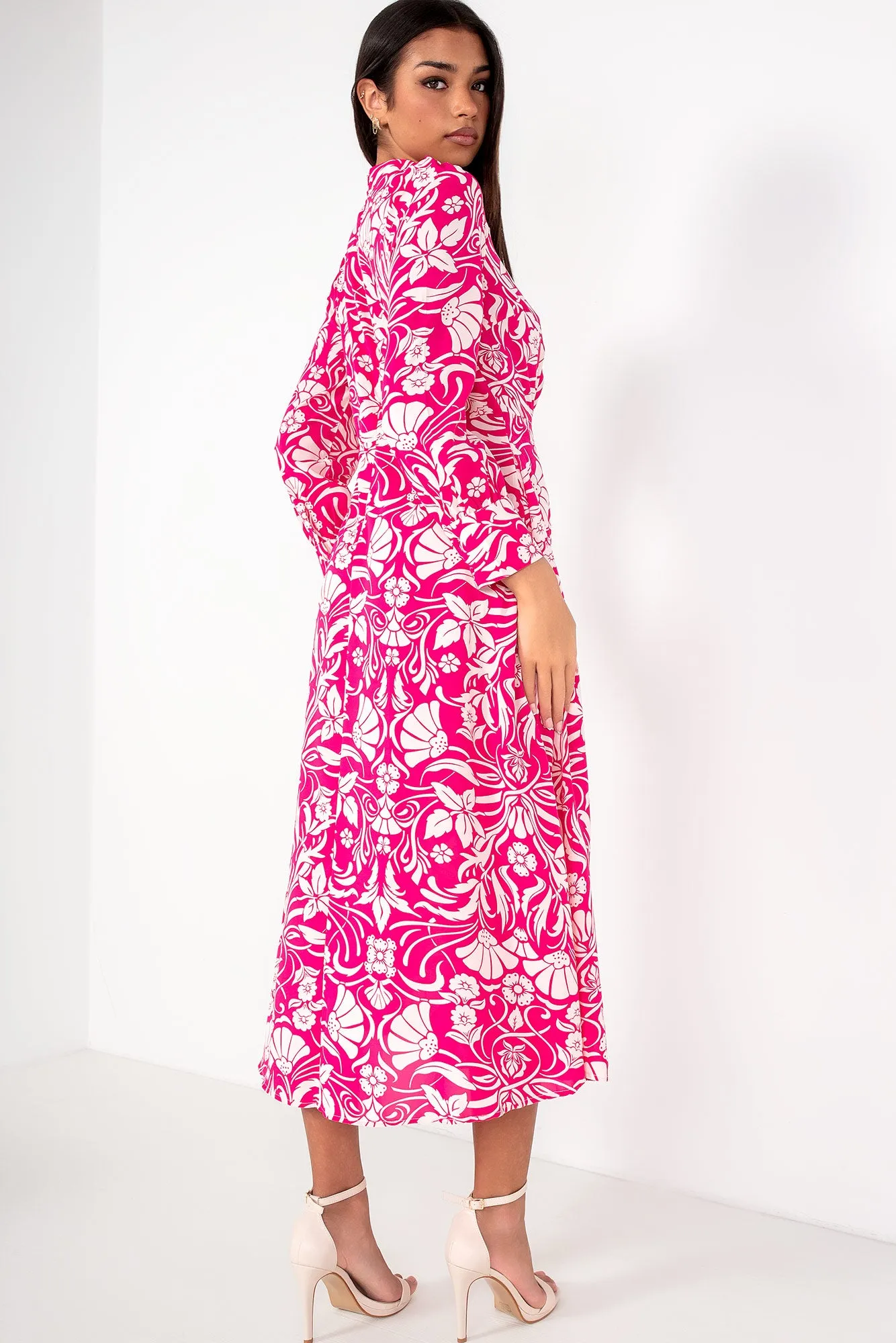 Nichola Pink Floral Midi Dress sold by Va Va Voom product image thumbnail 2