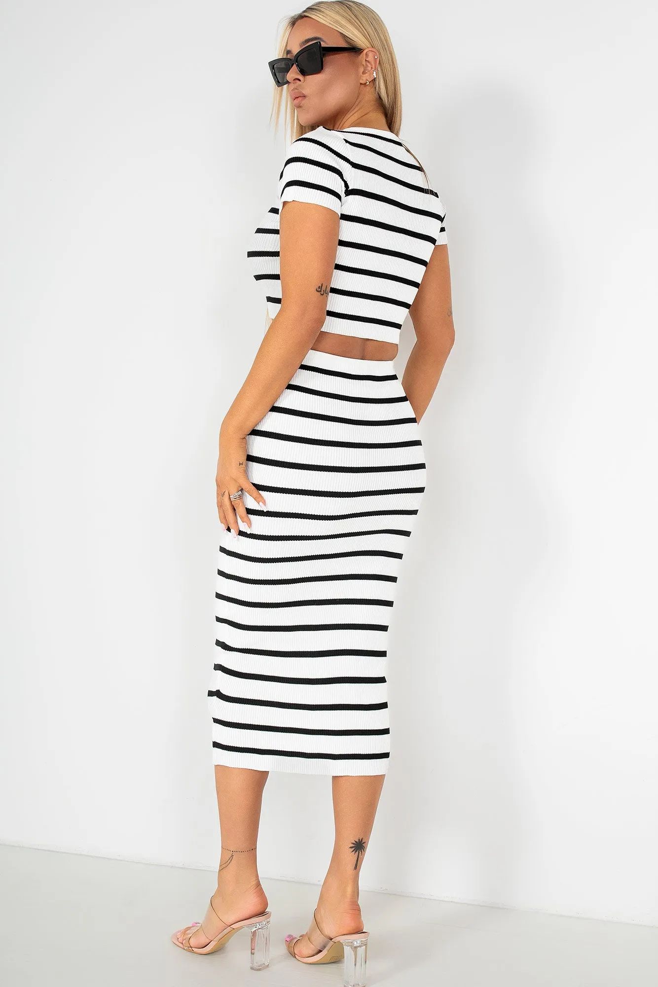 Reneta White Striped Knit Co Ord sold by Va Va Voom product image thumbnail 2