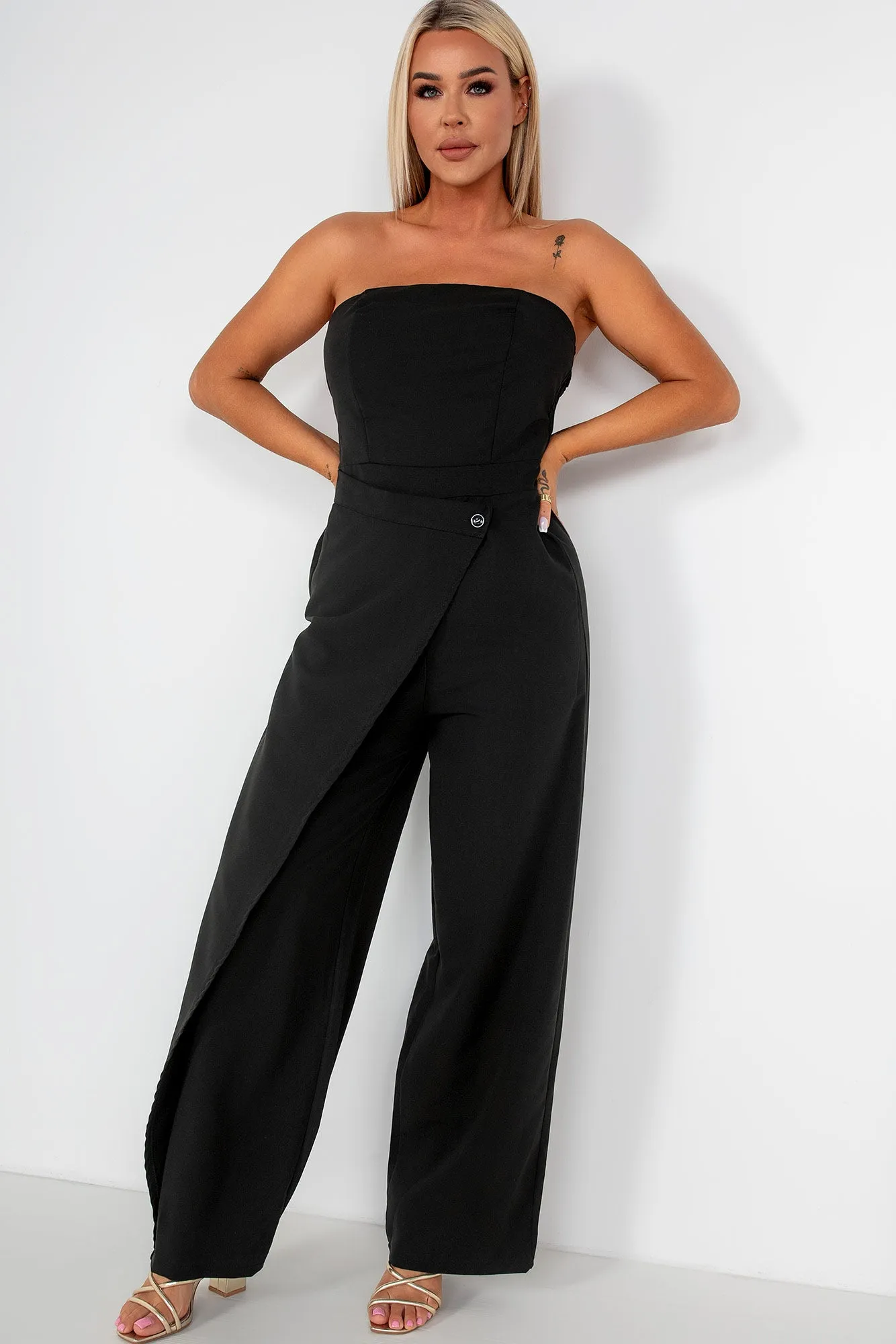 Floella Black Bandeau Jumpsuit sold by Va Va Voom