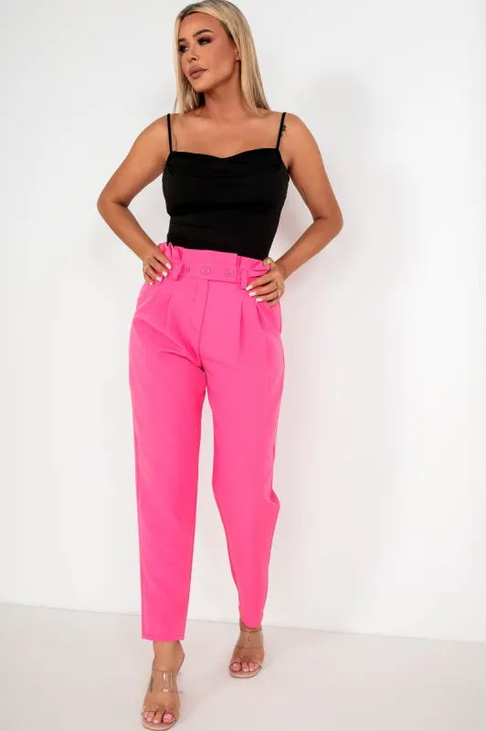 Remy Hot Pink High Waist Trousers sold by Va Va Voom