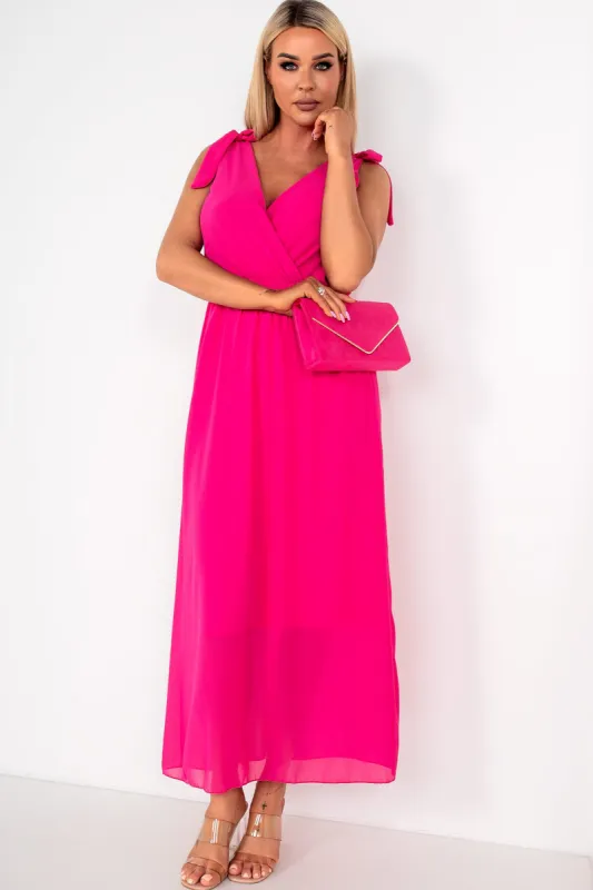 Helga Cerise Pink Chiffon Dress sold by Va Va Voom