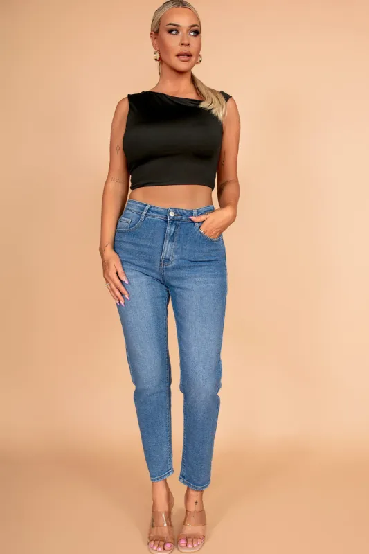 Ofelia Blue Mom Jeans sold by Va Va Voom