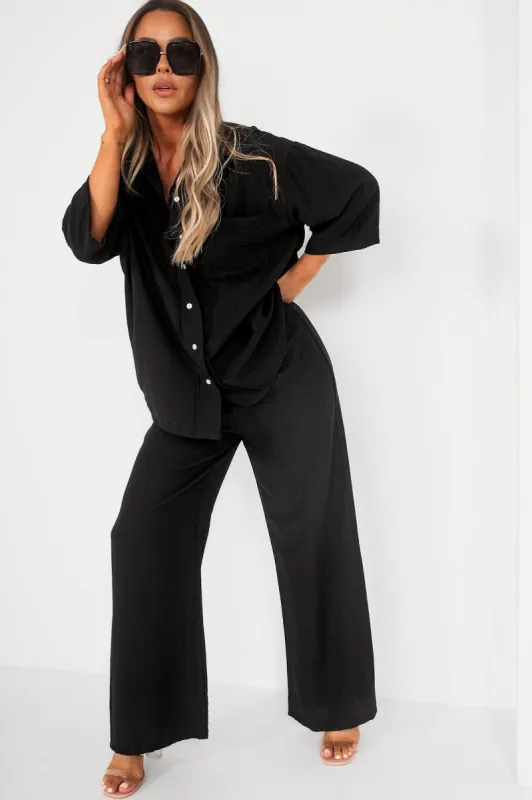 Niko Black Linen Trouser Co Ord sold by Va Va Voom