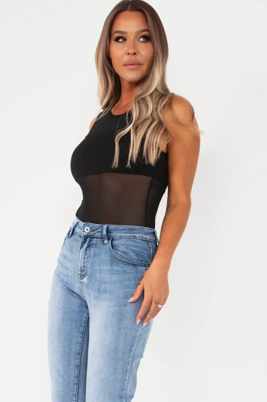 Jewel Black Mesh Bodysuit sold by Va Va Voom