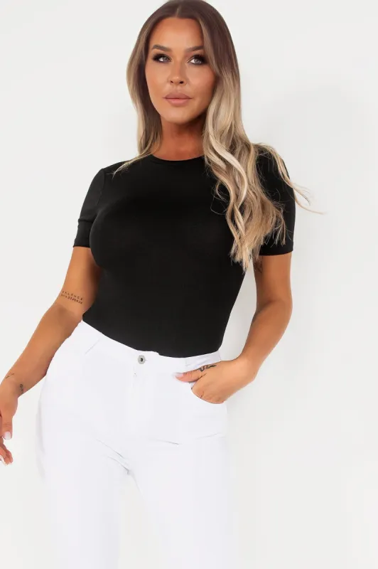 Blair Black Short Sleeve Bodysuit sold by Va Va Voom
