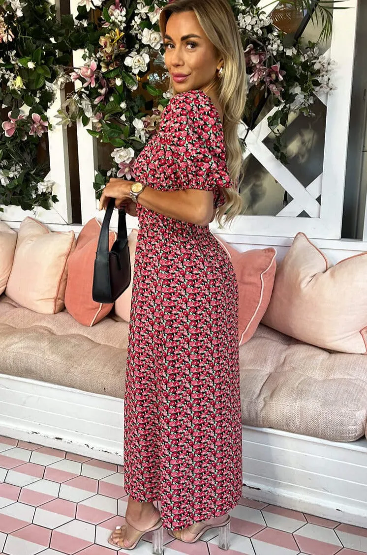 AX Paris Drew Red Floral Dress sold by Va Va Voom product image thumbnail 5