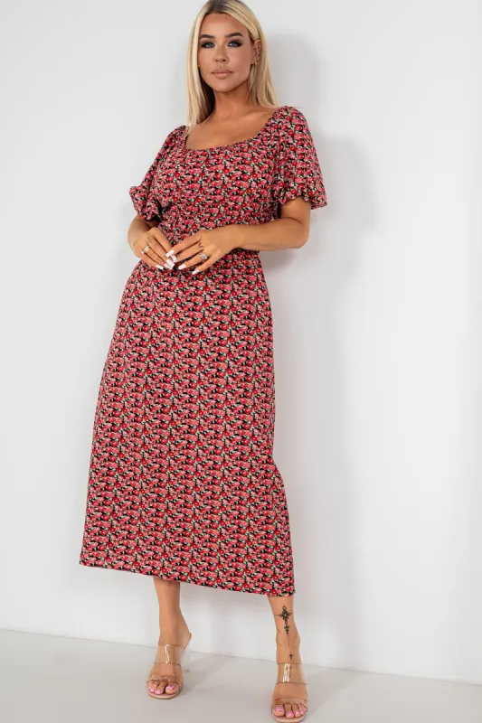 AX Paris Drew Red Floral Dress sold by Va Va Voom