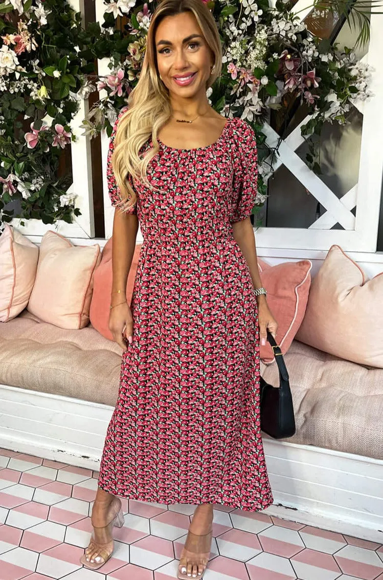 AX Paris Drew Red Floral Dress sold by Va Va Voom product image thumbnail 4
