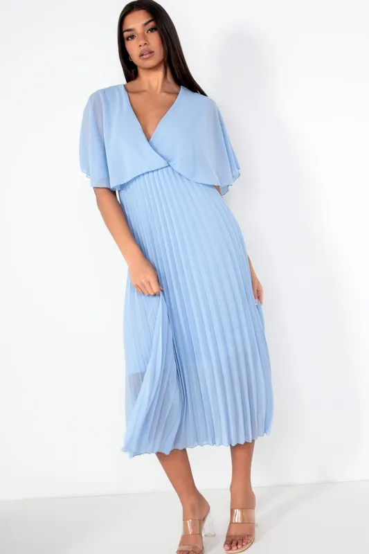 Katalina Powder Blue Chiffon Pleated Dress sold by Va Va Voom