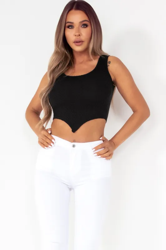 Nova Black Textured Crop Top sold by Va Va Voom