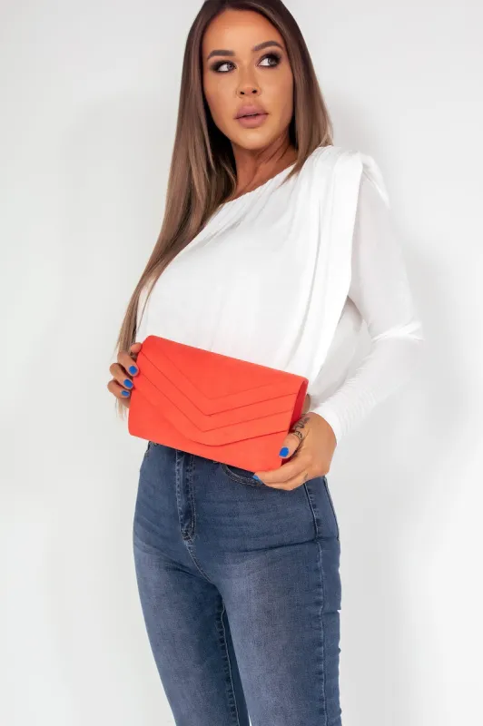 Stella Coral Suedette Clutch Bag sold by Va Va Voom