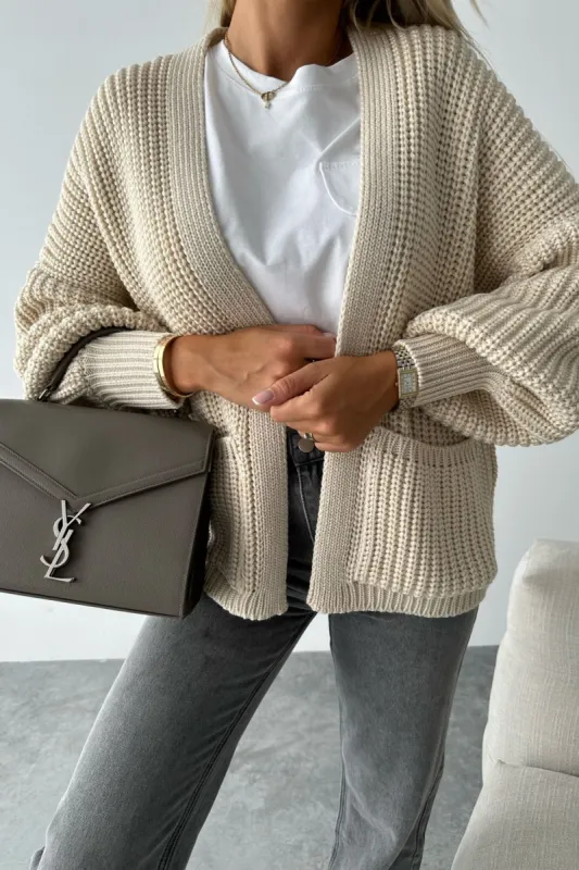 Pollyanna Stone Chunky Knit Cardigan sold by Va Va Voom