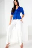 Caryn Royal Blue Satin Tie Front Top sold by Va Va Voom