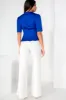 Caryn Royal Blue Satin Tie Front Top sold by Va Va Voom