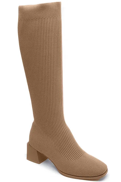 Tessa Taupe Knit Knee High Boots sold by Va Va Voom product image thumbnail 3