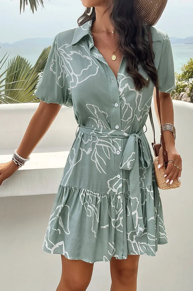 Lila Sage Print Shirt Dress sold by Va Va Voom product image thumbnail 4