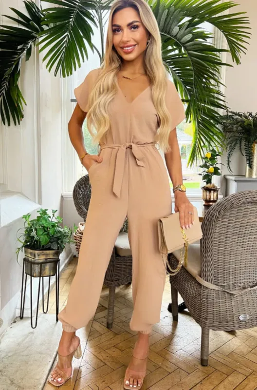 AX Paris Corey Stone Belted Jumpsuit sold by Va Va Voom