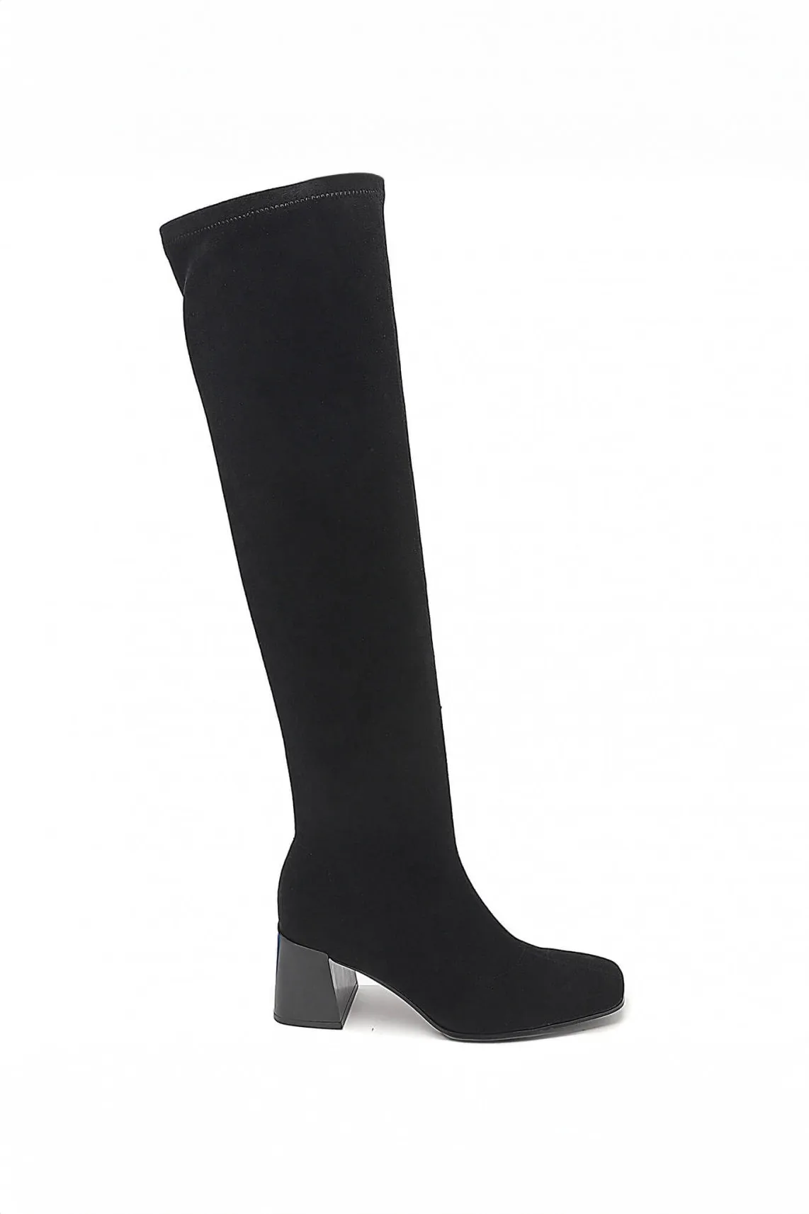 Halley Black Suedette Knee High Boots sold by Va Va Voom