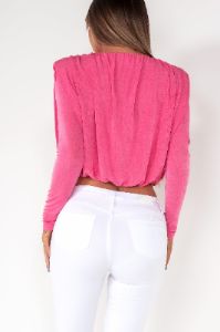 Shannon Pink Padded Shoulder Top sold by Va Va Voom