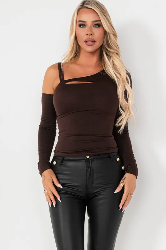 Kiara Chocolate Cut Out Top sold by Vavavoom