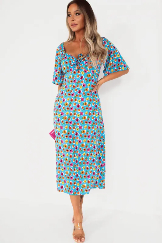 Kamari Blue Floral Midi Dress sold by Va Va Voom