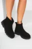 Rainey Black Suedette Ankle Boots sold by Va Va Voom