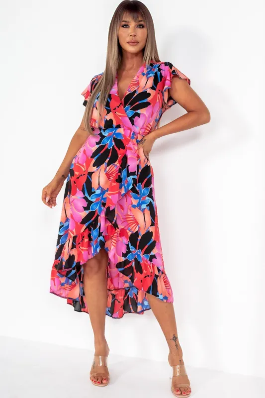 AX Paris Ezra Multi Floral Wrap Dress sold by Va Va Voom