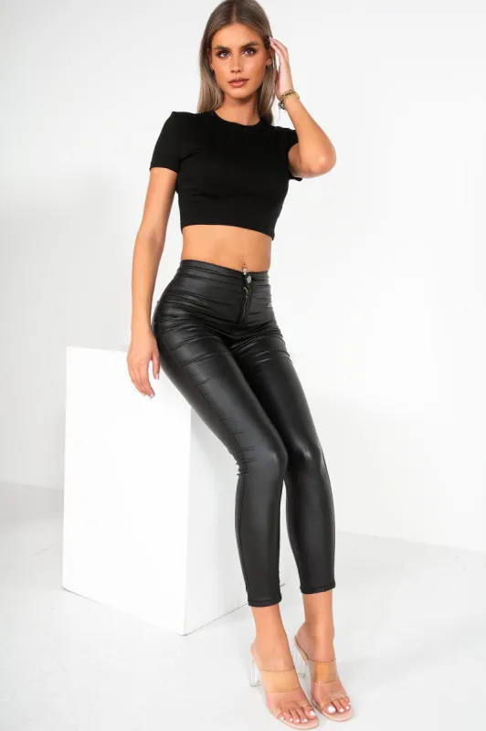 Gizelle Black Cropped T-Shirt sold by Va Va Voom