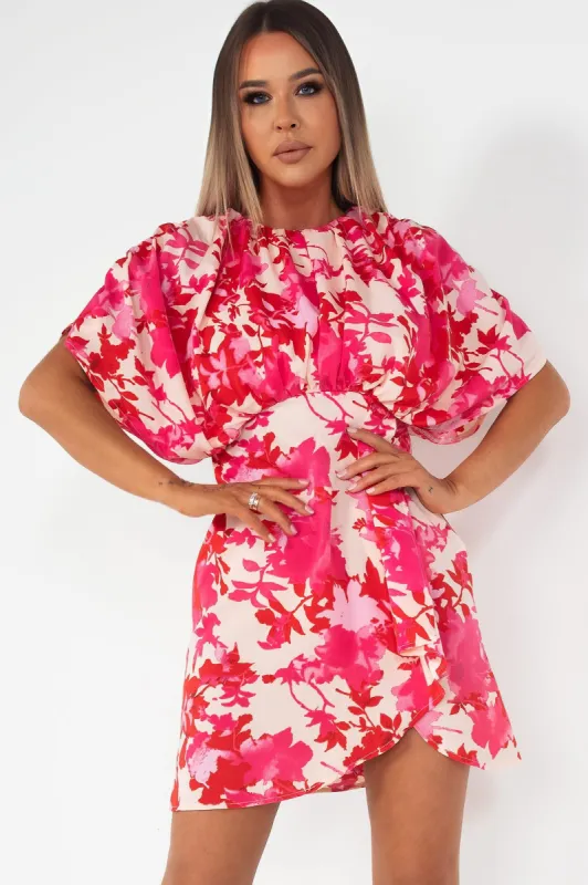 AX Paris Ariella Pink and Red Floral Dress made by Vavavoom