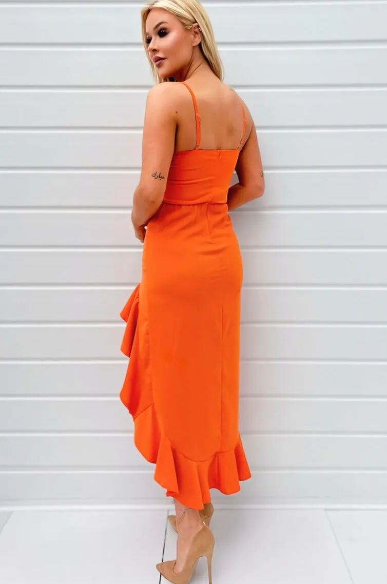 AX Paris Ilise Orange Frill Hem Dress sold by Va Va Voom product image thumbnail 4