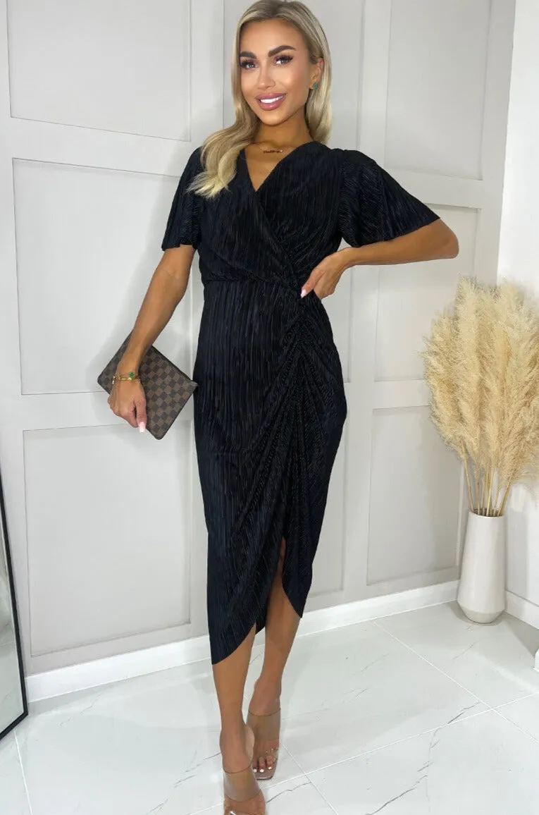 AX Paris Qwynn Black Plisse Dress sold by Va Va Voom product image thumbnail 3