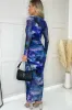 AX Paris Amanda Blue Mesh Print Dress sold by Va Va Voom