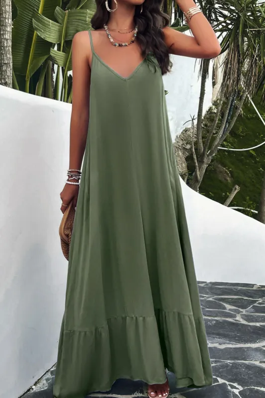 Hillary Khaki Cami Maxi Dress sold by Va Va Voom