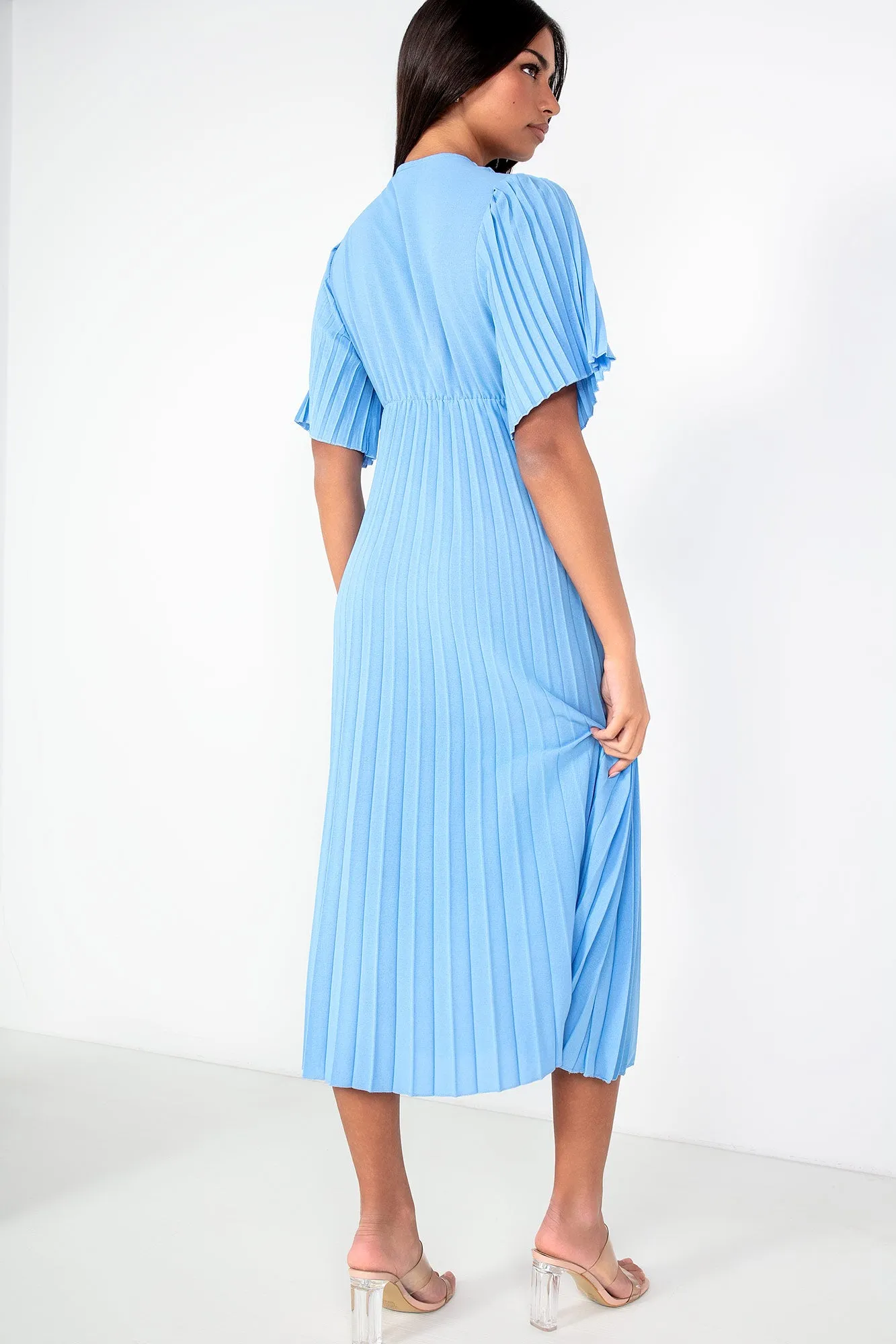 Vayda Blue Pleated Midi Dress sold by Va Va Voom product image thumbnail 2