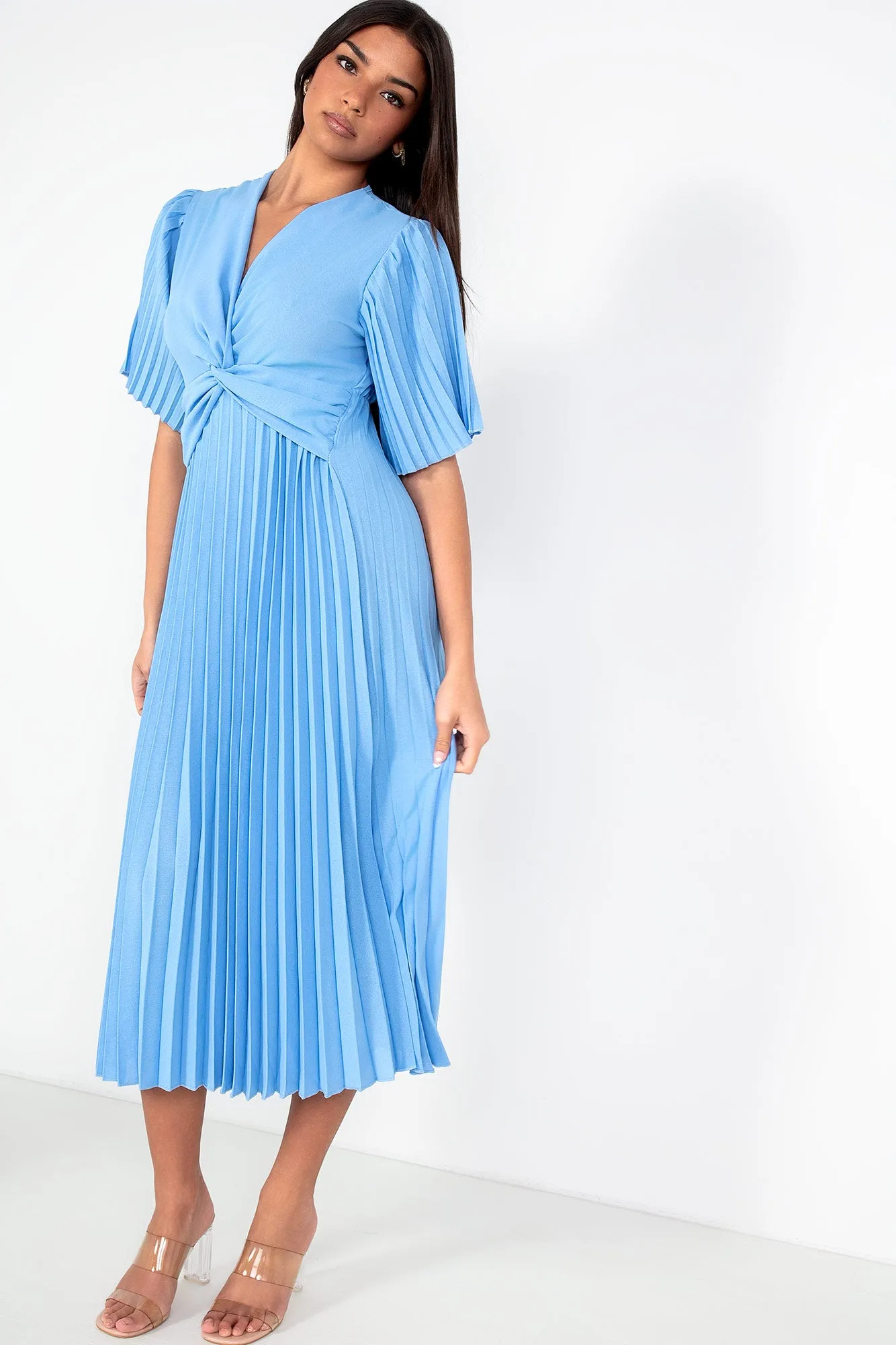 Vayda Blue Pleated Midi Dress sold by Va Va Voom product image thumbnail 3