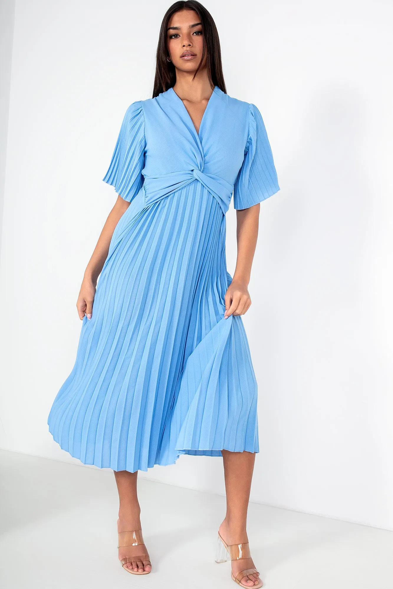 Vayda Blue Pleated Midi Dress sold by Va Va Voom product image thumbnail 4