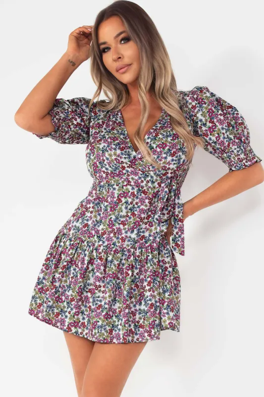 Lillibeth Multi Floral Wrap Dress sold by Va Va Voom