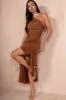 AX Paris Audrey Coffee One Shoulder Dress sold by Va Va Voom