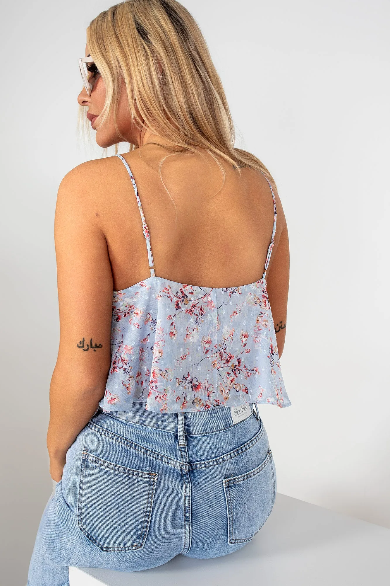 Jamie Blue Chiffon Floral Top sold by Va Va Voom product image thumbnail 2
