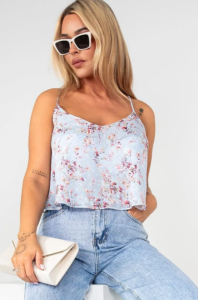 Jamie Blue Chiffon Floral Top sold by Va Va Voom product image thumbnail 4