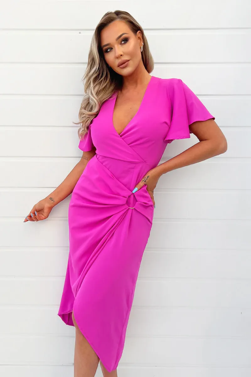 AX Paris Ryder Hot Pink Wrap Dress sold by Va Va Voom product image thumbnail 4