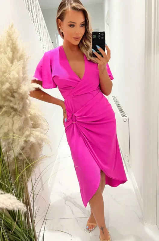 AX Paris Ryder Hot Pink Wrap Dress sold by Va Va Voom