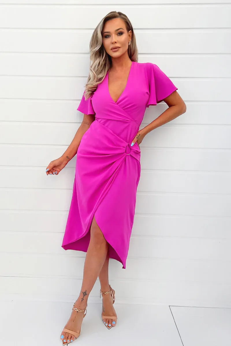 AX Paris Ryder Hot Pink Wrap Dress sold by Va Va Voom product image thumbnail 3